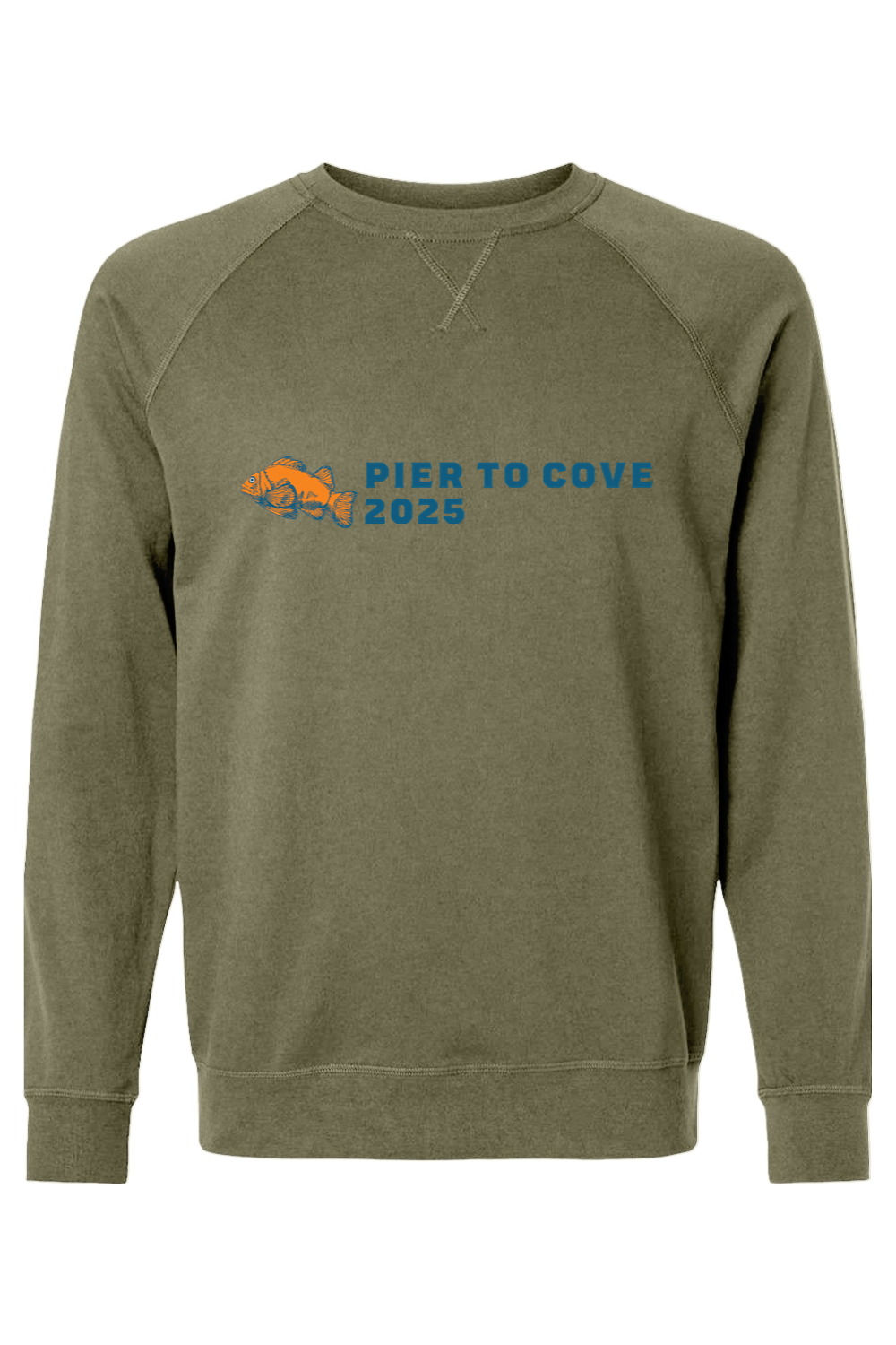 Pier to Cove 2025 // Raglan Crewneck Sweatshirt front print